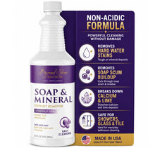 Load image into Gallery viewer, Non-acidic formula that removes soap scum and mineral deposits without etching natural stone