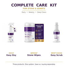 Load image into Gallery viewer, Stone &amp; Quartz Complete Care Kit — Easy Oxy, Stone Wipes and Easy Scrub